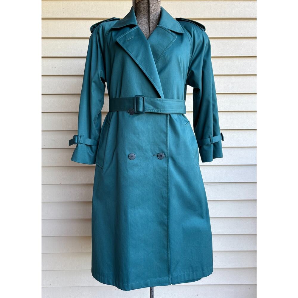 Womans Trench Coat Double Breasted Size 4 Removable Lining Thinsolated Belted
